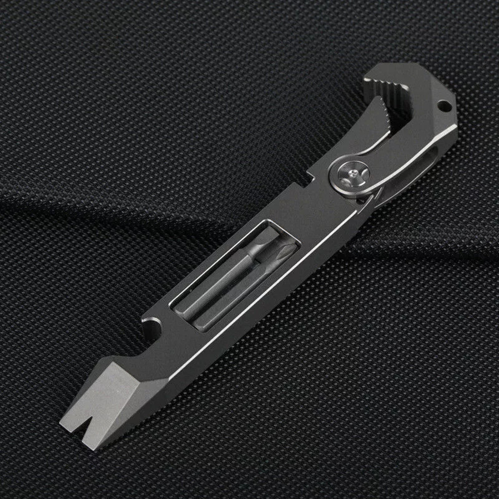 TC4 Lsand Crowbar Pry Bar Wrench Spanner Bottle Opener Clip Quality EDC Tool