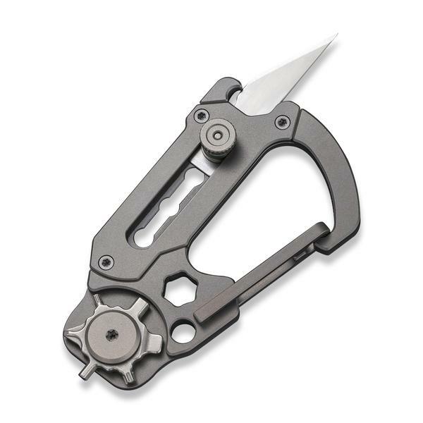 Civivi Polymorph Carabiner Keychain Multi Tool Gray Titanium Utility Plain Blade
