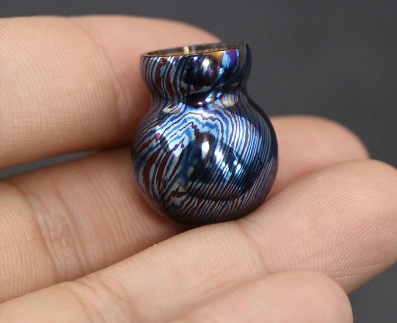 New Titanium Timascus Waterproof Pill Container Gourd Box Keychain Pendant EDC