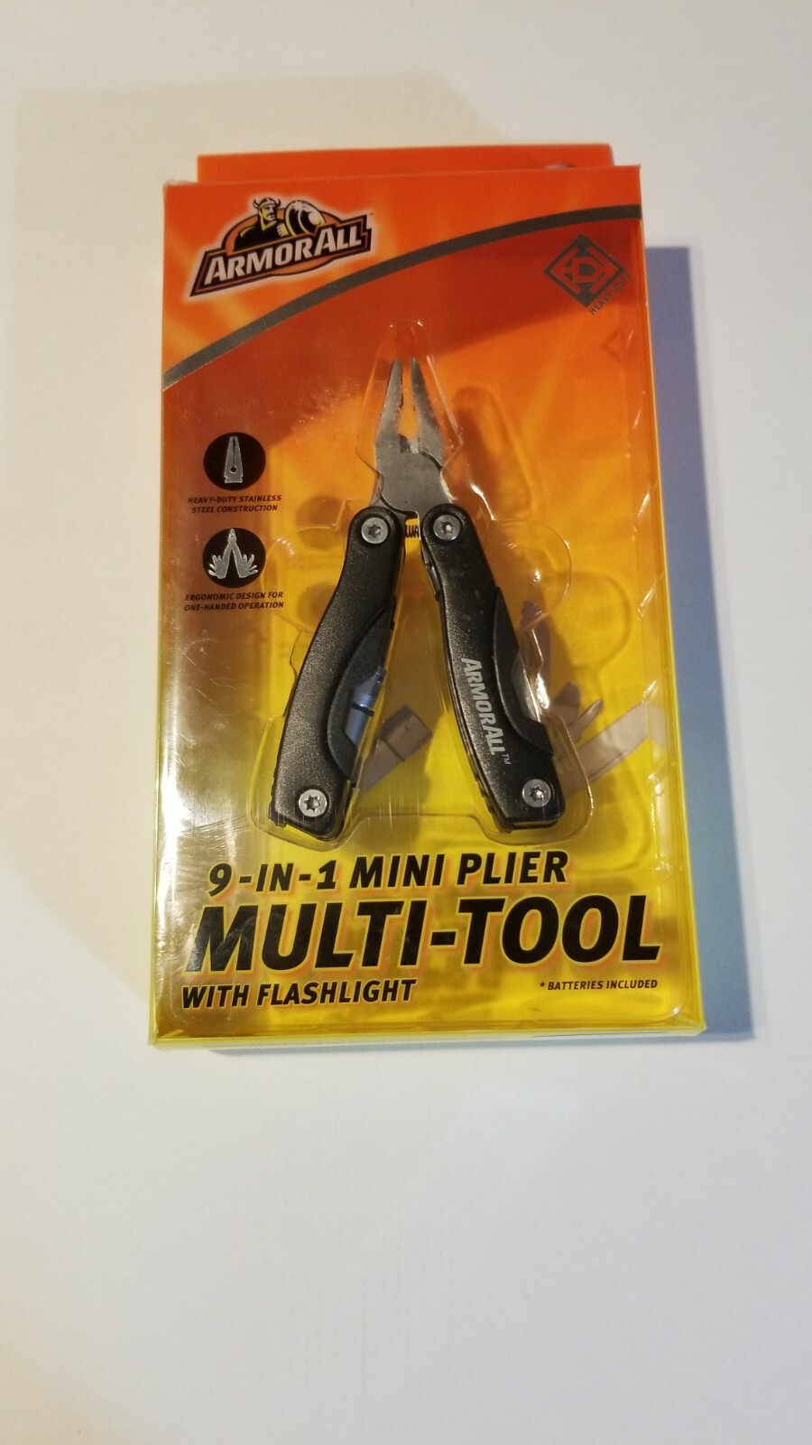 Armor All 9-in-1 mini plier multi-tool w/flashlight, New