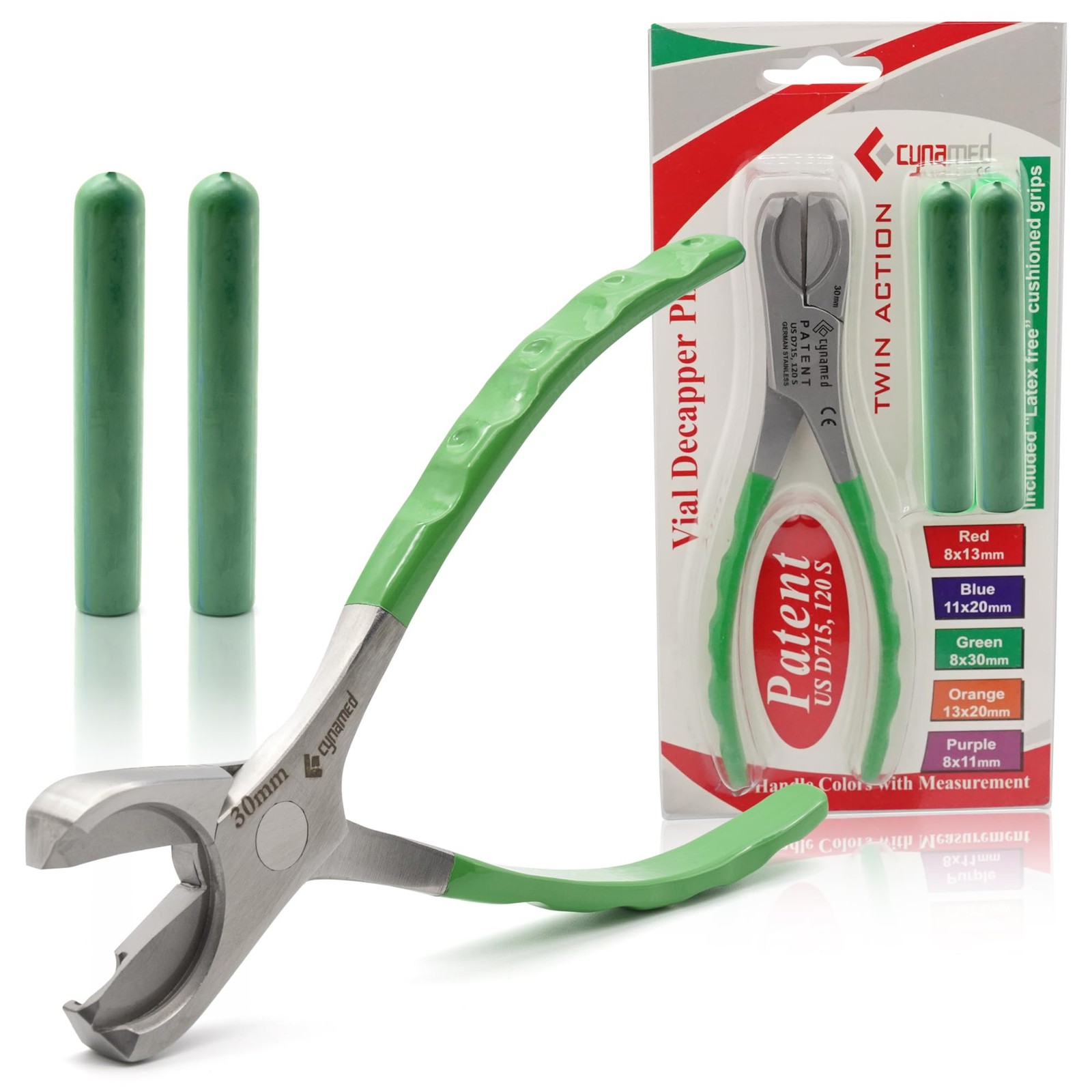 Dual Action Vial Cap Opener Pliers For 8Mm And 30Mm Bottles Non Slip Grip