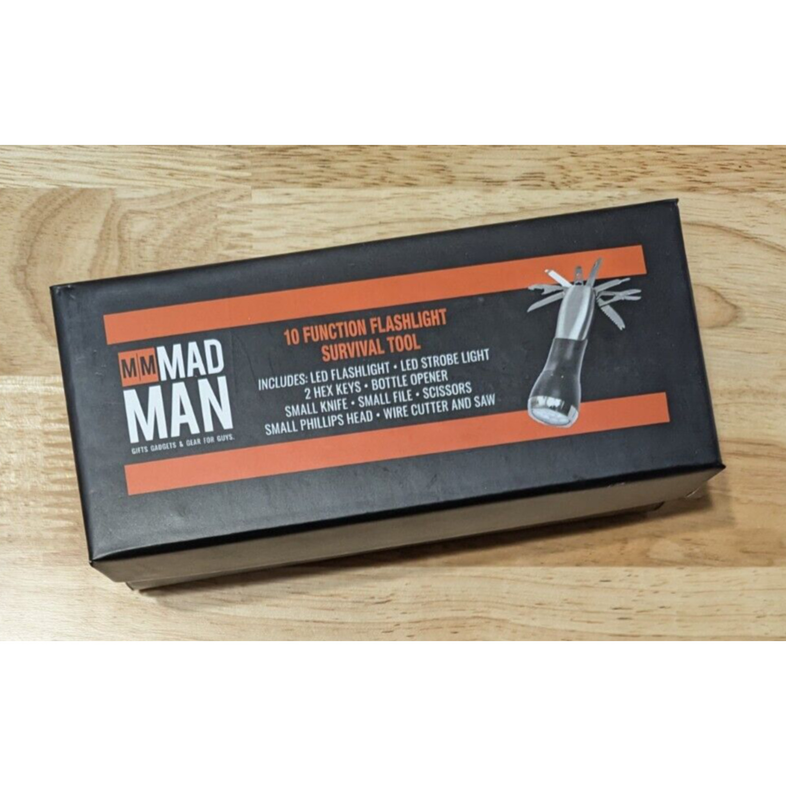Mad Man 10 Function Flashlight Survival Tool Include Scissors Hex Keyes Knife