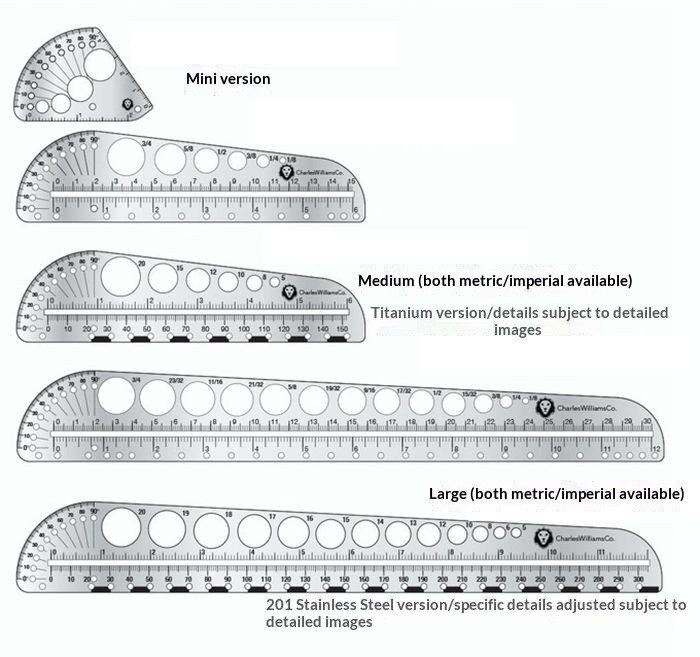 Titanium alloy / 3CR Stainless steel – Ruler Protractor Compass Angle Measuring
