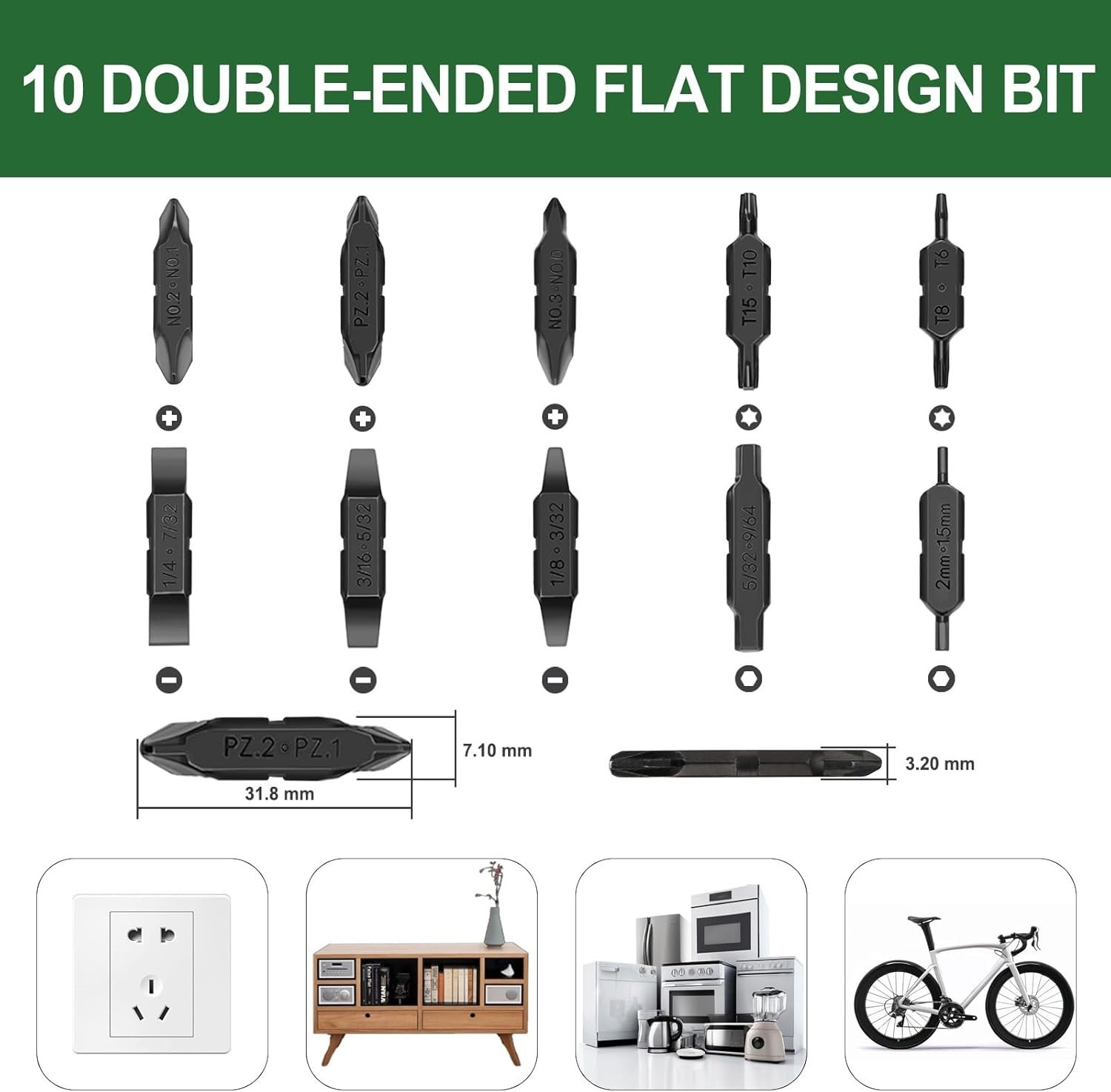 , Bit Kit, 10 Double-Ended Screwdriver Bit Set for Multi-Tools, Pocket Tool E…