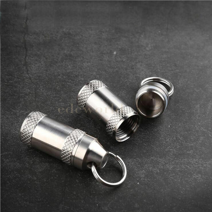 TC4 Titanium Portable Keychain Waterproof Case Sealed Container Pendant EDC Tool