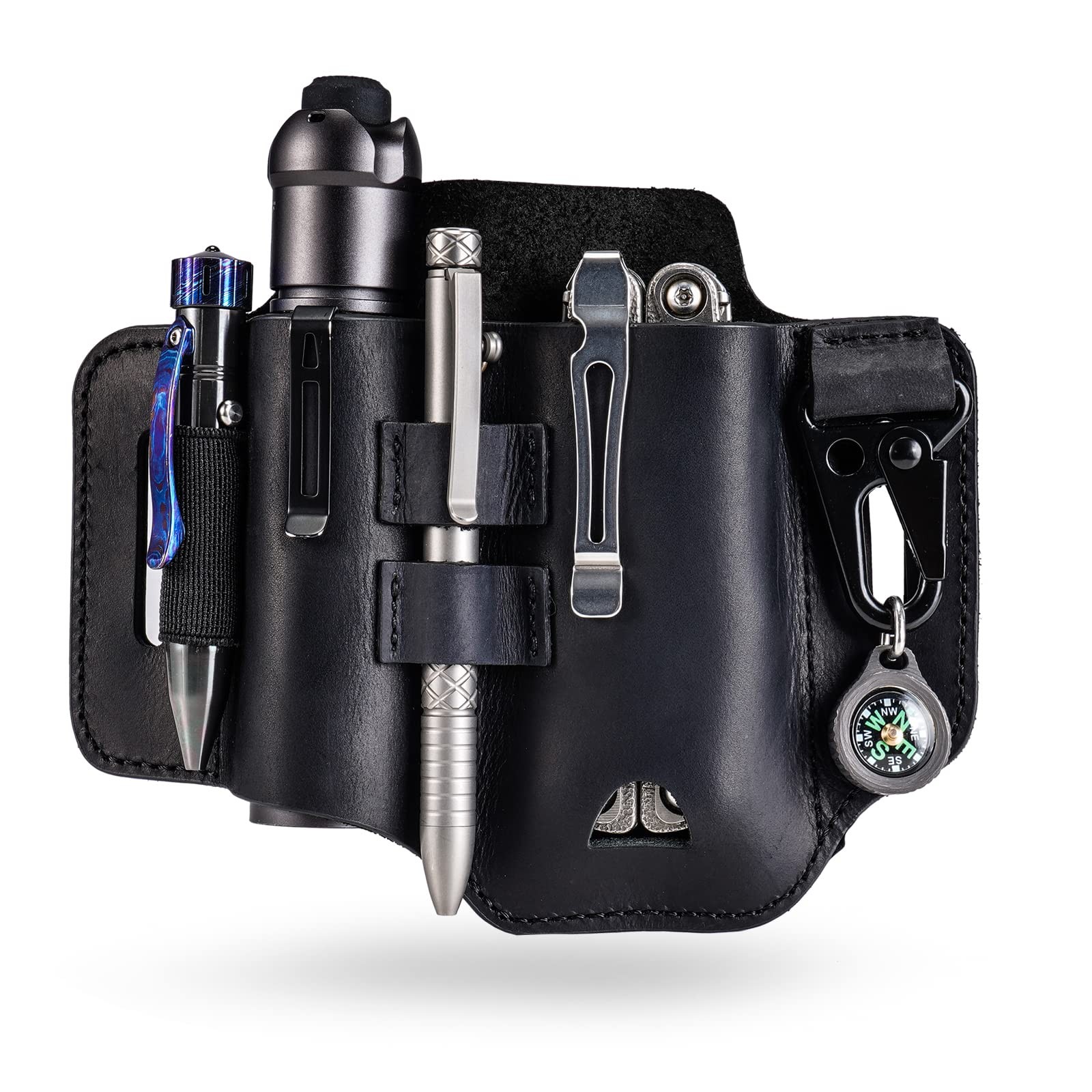 PJ35 EDC Leather Sheath Multitool Sheath with 3 Pockets, Tools Holster Fair…