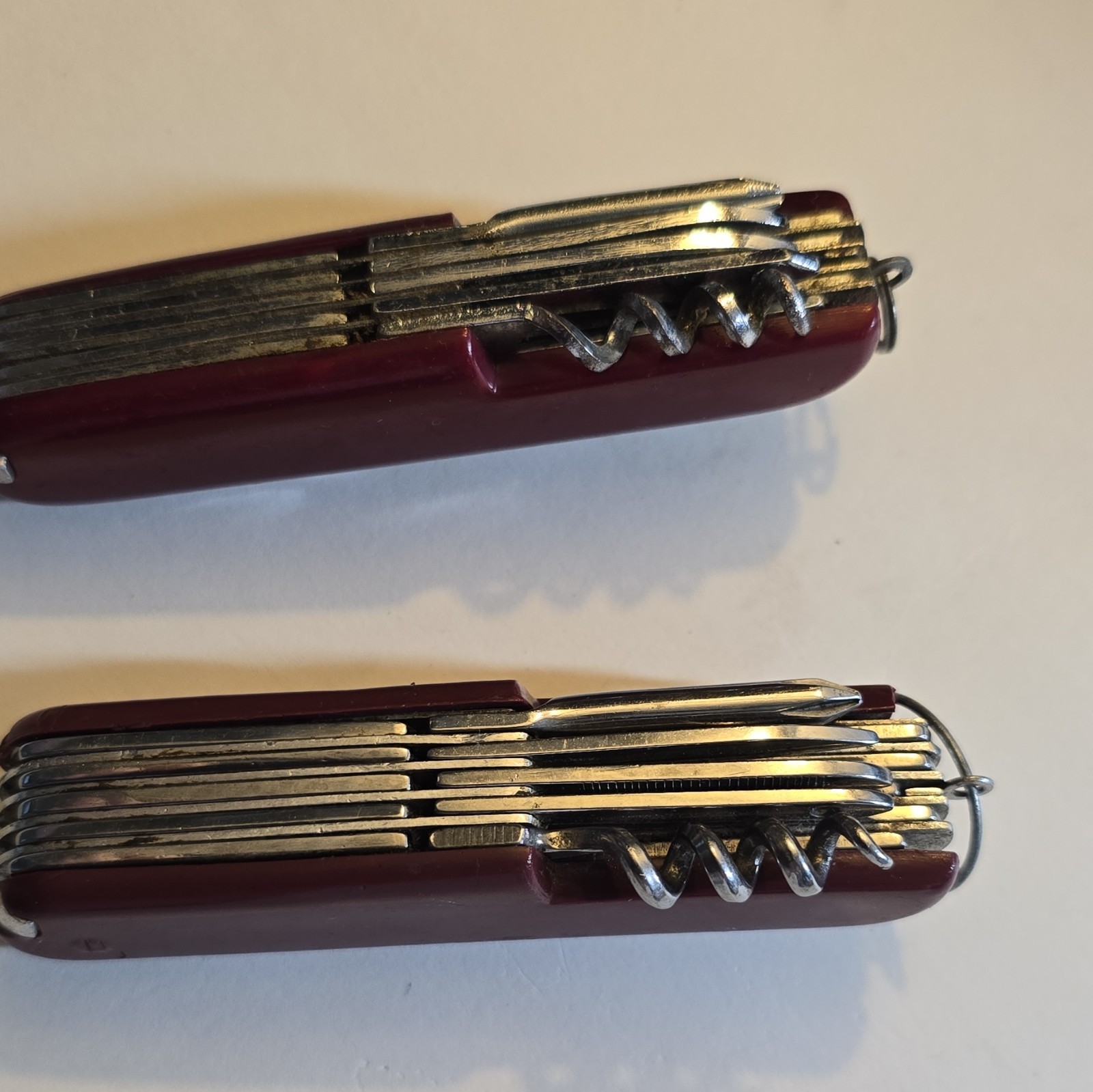 Lot of 2 Brown Swiss Army Style 12-Tool Pocket Multi-Tools w/ Key Ring Vintage