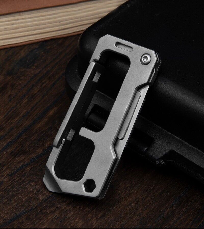 Titanium Multi Tools EDC Keychain Carabiner Folding Utility Knife Scalpel Blade