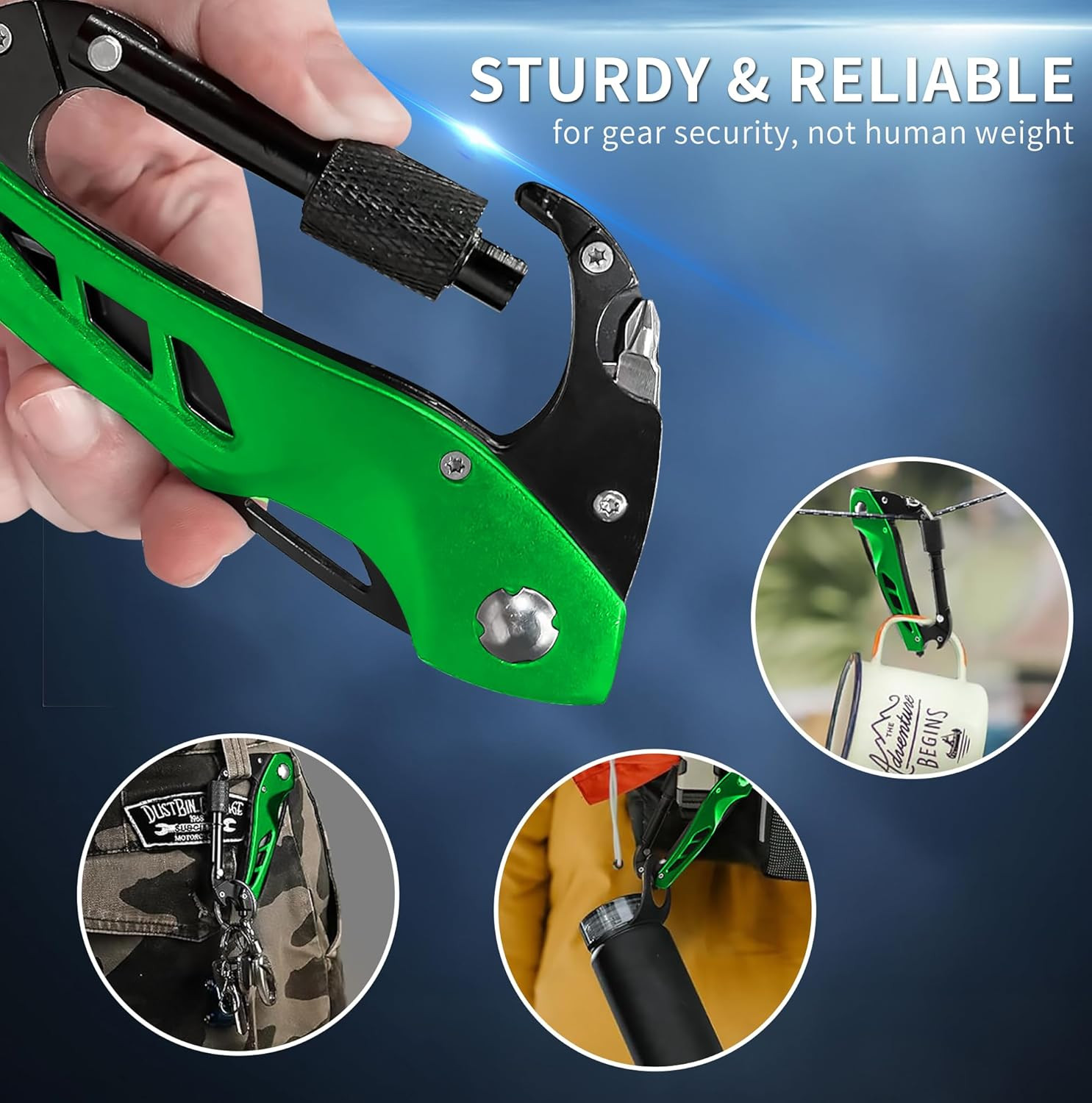 Multi-Tool Carabiner with Pocket Knife, Bottle Opener, Window Breaker, Screwdriv