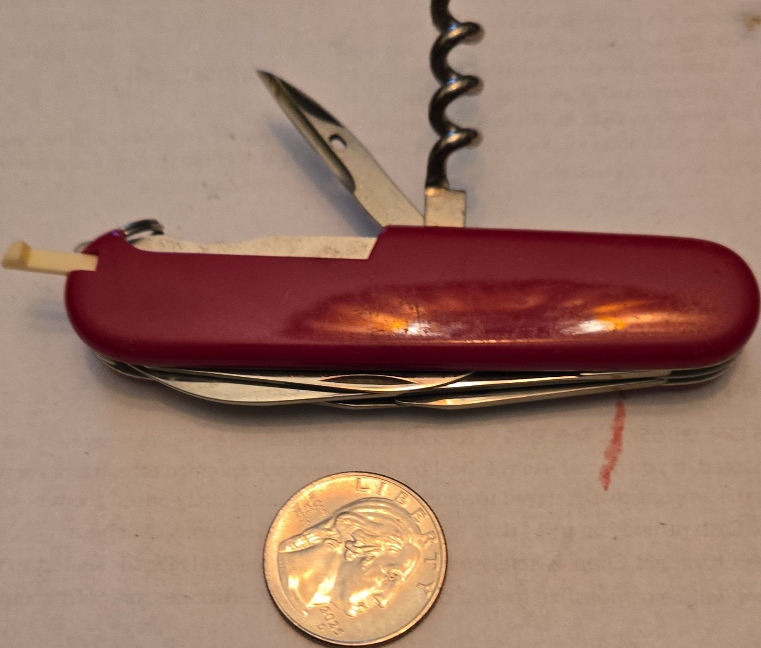 Victorinox Red Multi-Tool Knife Stainless Steel 7 Tools w/ Corkscrew