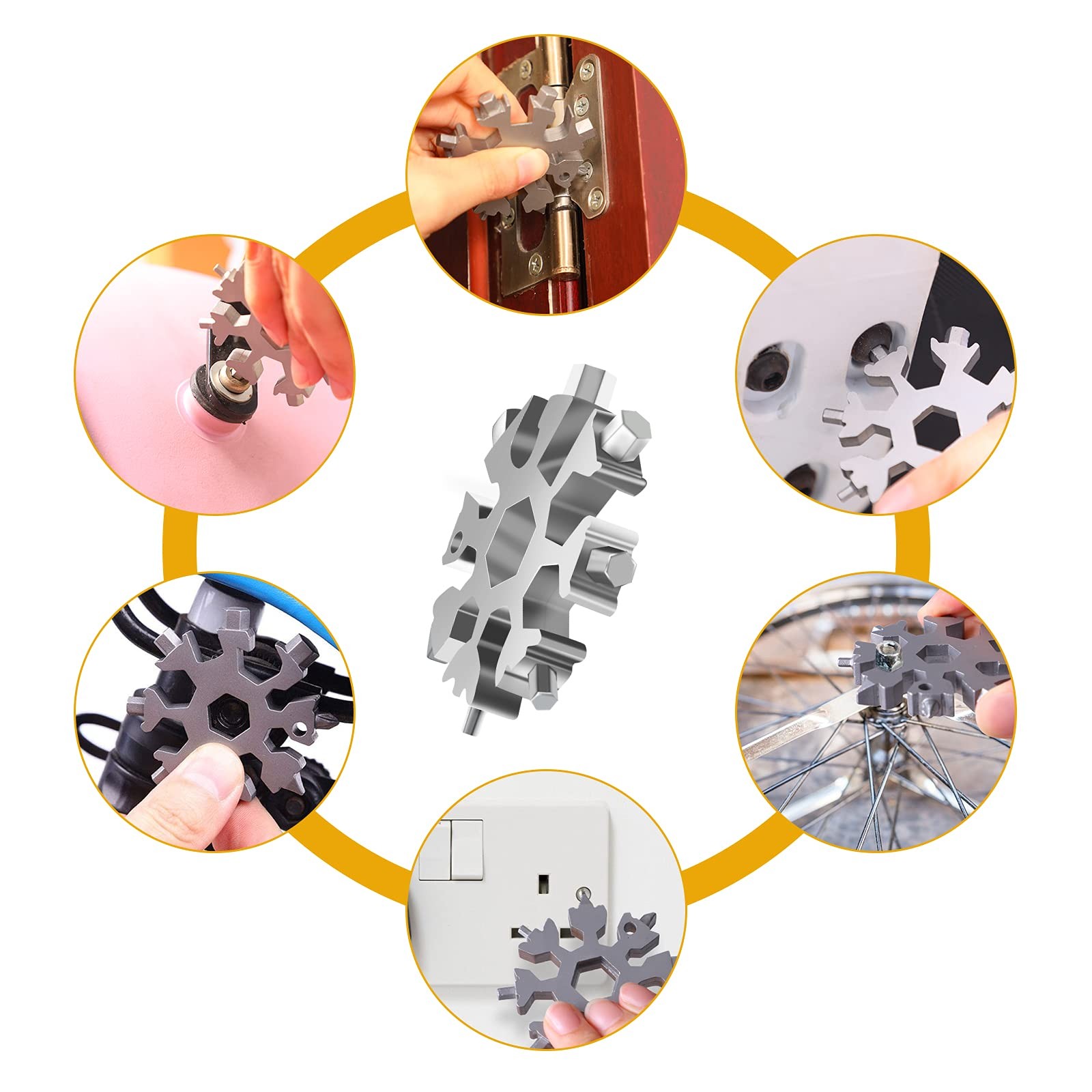 Snowflake Multitool, 5 Pieces 18-in-1 Stainless Steel Snowflake Standard Mult…