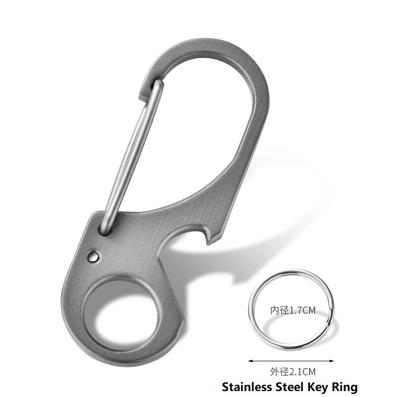 Titanium EDC Keychain Clip Quick Release Carabiner Key Ring Holder Bottle Opener