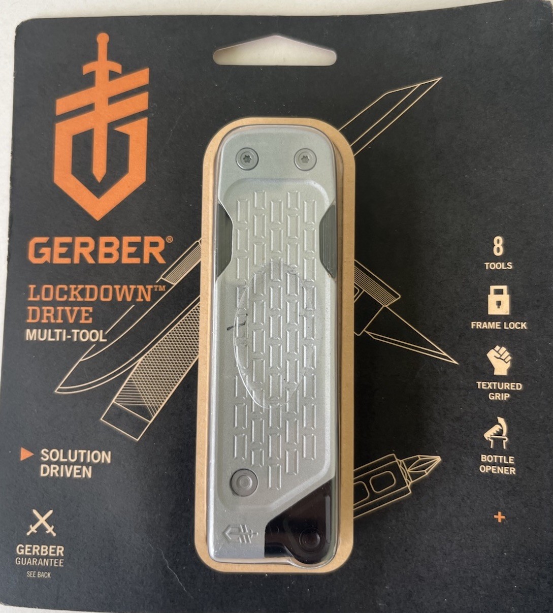Gerber Lockdown Drive Multi-Tool 31-003569 8 Tools Silver/Black Pocket Clip NEW