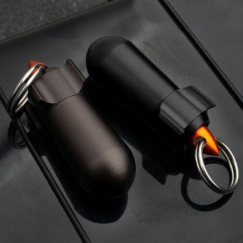 Aluminum Medicine Survival Waterproof Pill Storage Container Box Key Pendant EDC
