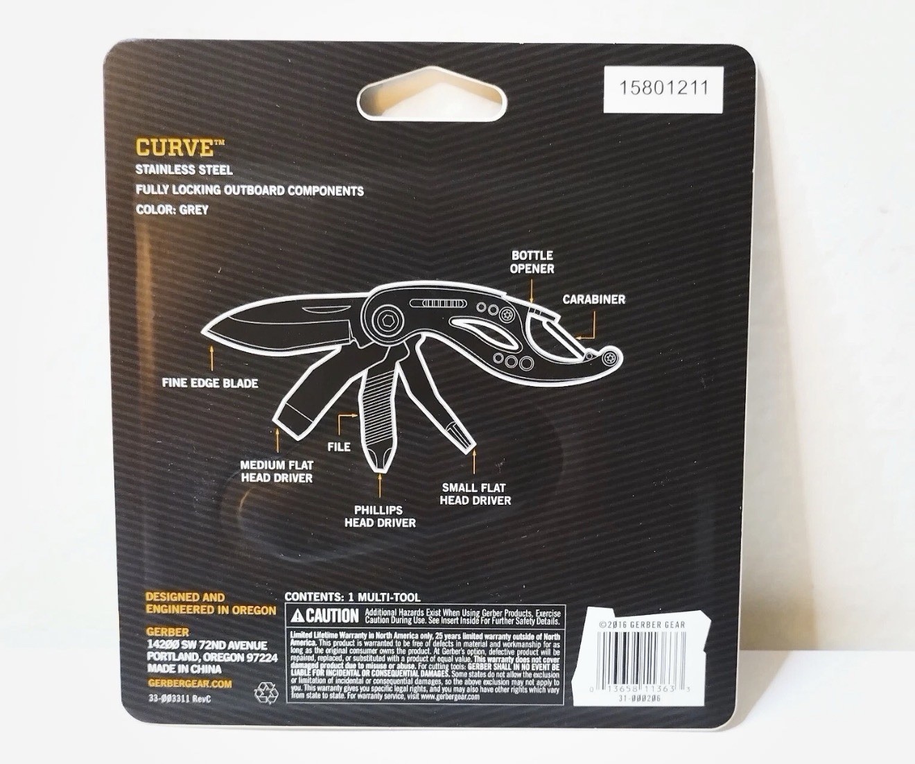 Gerber Curve Multi-tool (6 tools) Color: Grey