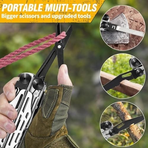 31-in-1 Stainless Steel Multitool Pliers with Replaceable Cutters & Saw, Camping