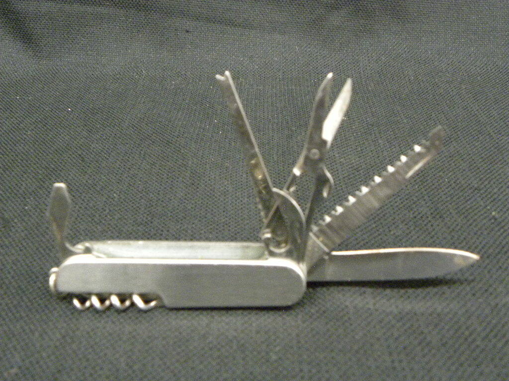 Lot of 6 Silver Pocket Swiss Army Style Knife with Black Nylon Case