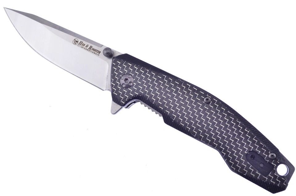 Hen & Rooster HRI-300 Carbon Fiber – Ball-Bearing Linerlock, 3.0″ D2 Blade