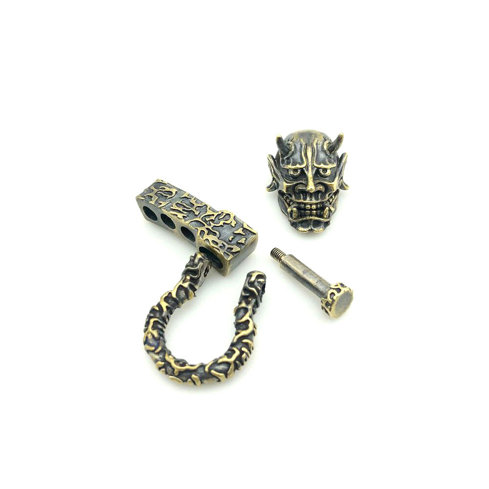 1PC Adjustable Paracord Lanyard Beads Pendant Brass Skull Knife Beads Charms DIY