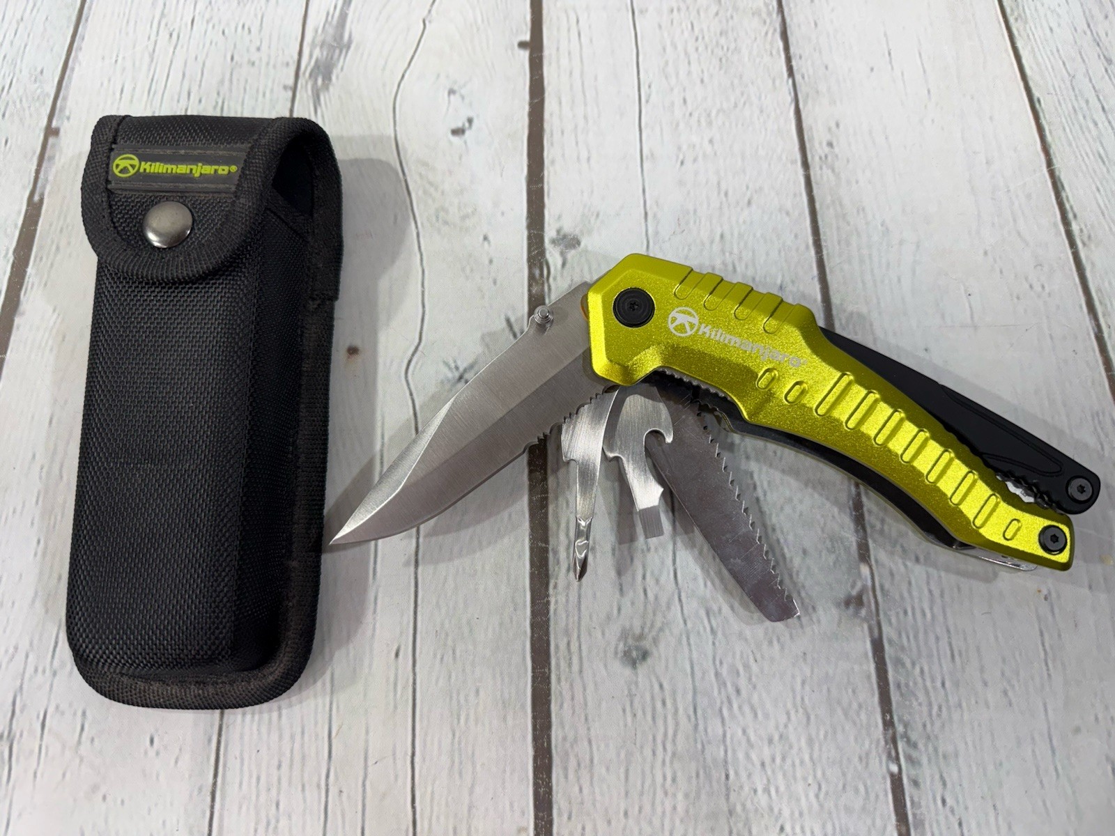 Kilimanjaro Magnus Multi Tool w/ OEM Black Pouch Neon Green VGC!