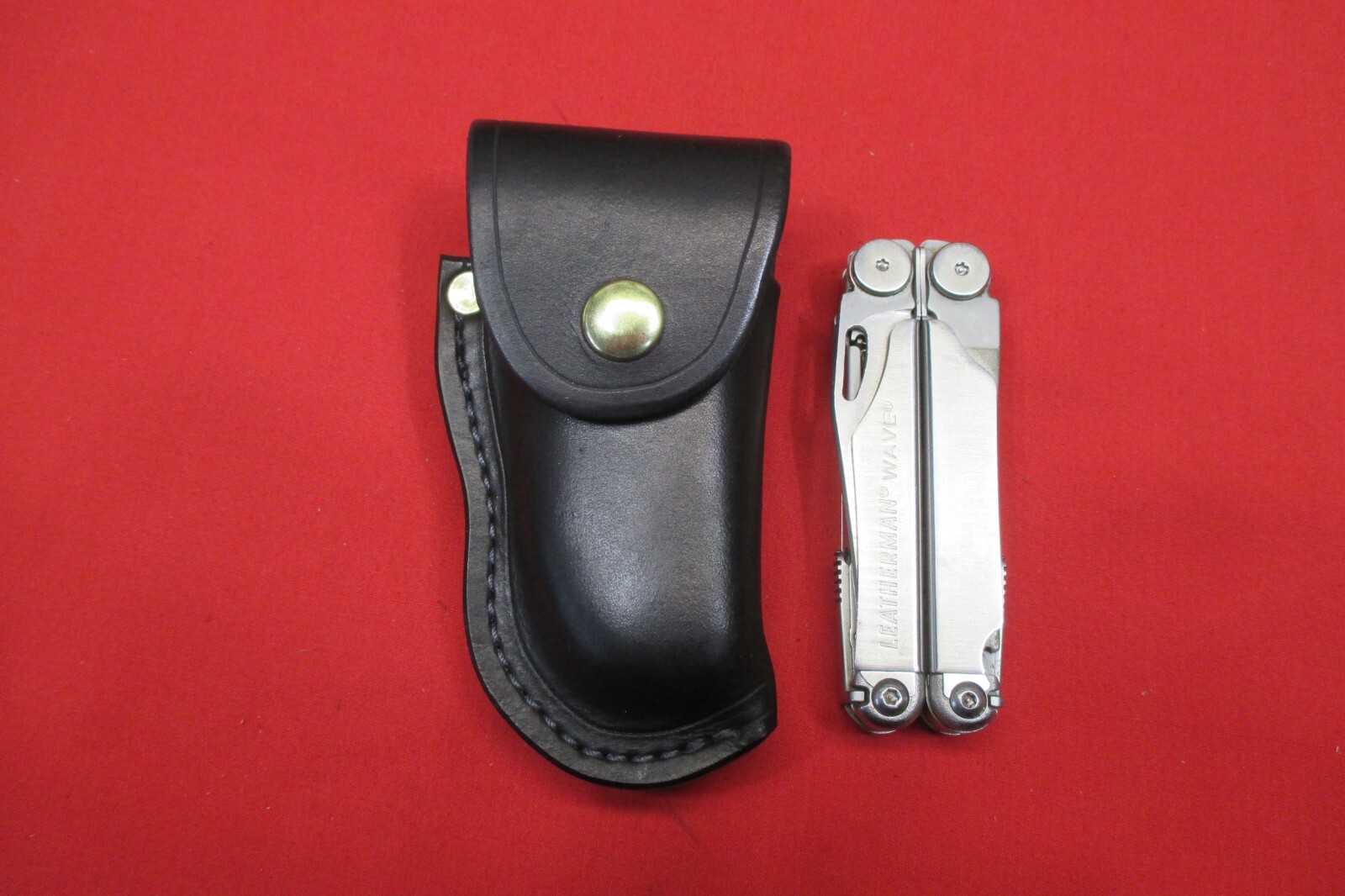Leather Sheath LEATHERMAN WAVE MULTI TOOL, Holster Shaped, WITH STEEL BELT CLIP
