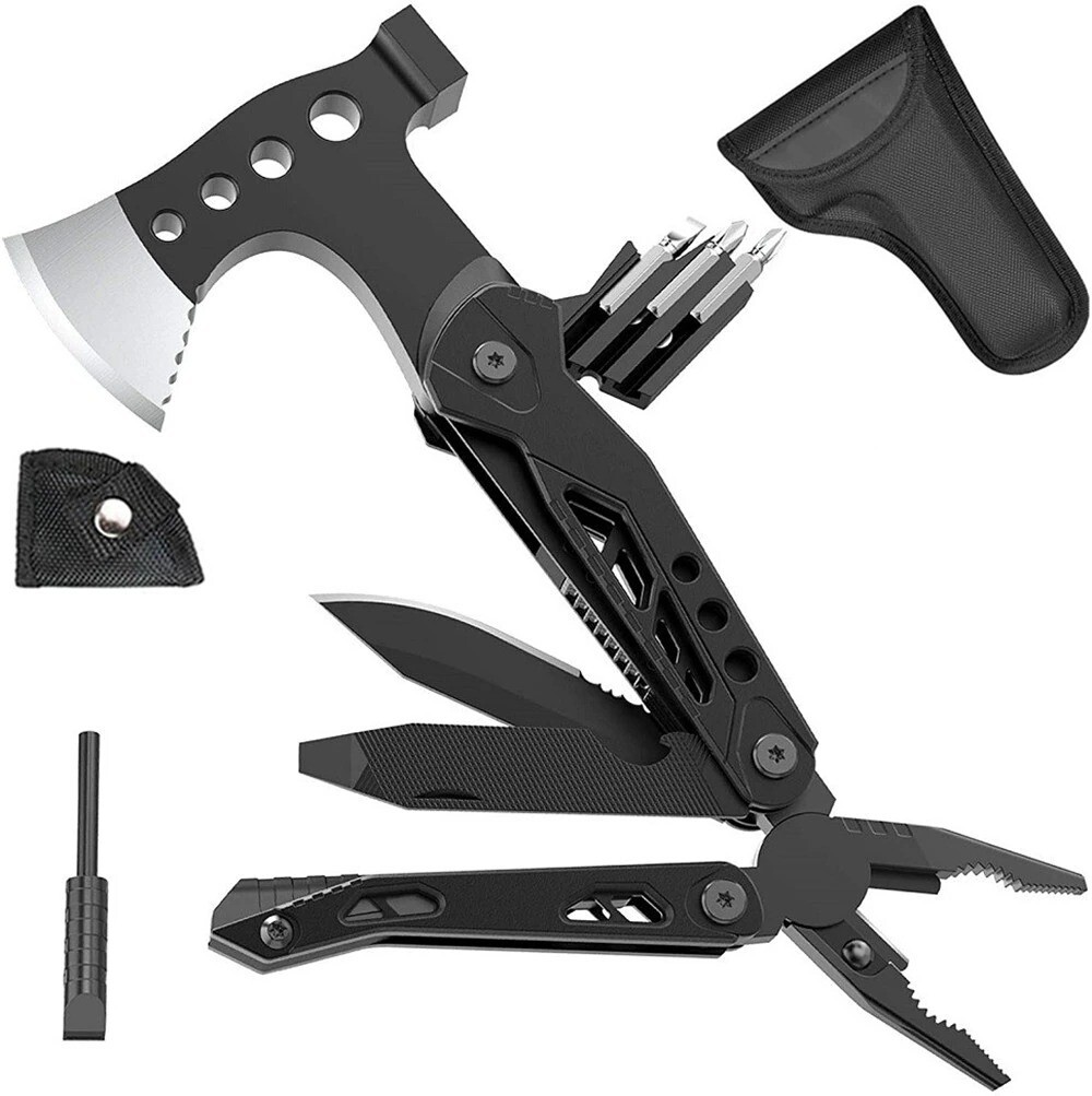 Multi Function Purpose Axe Hammer Tool Knife Camping Hatchet Survival Outdoor