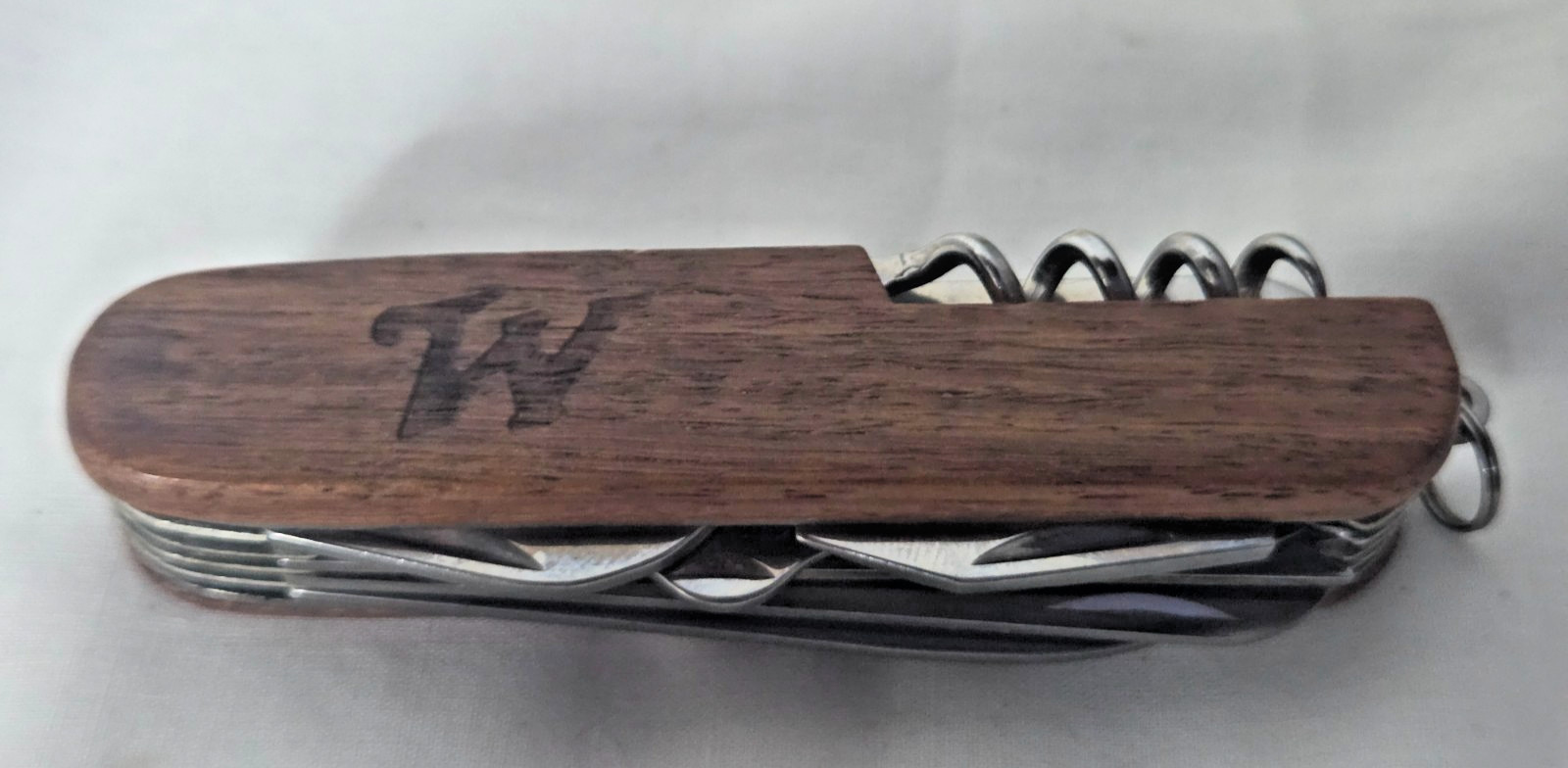 Vtg Winchester 11 Function Multi-tool Pocket Knife Wood Handle w/Saw & Scissors