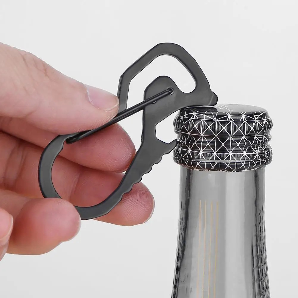 Keyring Bottle Opener Stainless Steel Pocket Keychain Carabiner Multifunctional