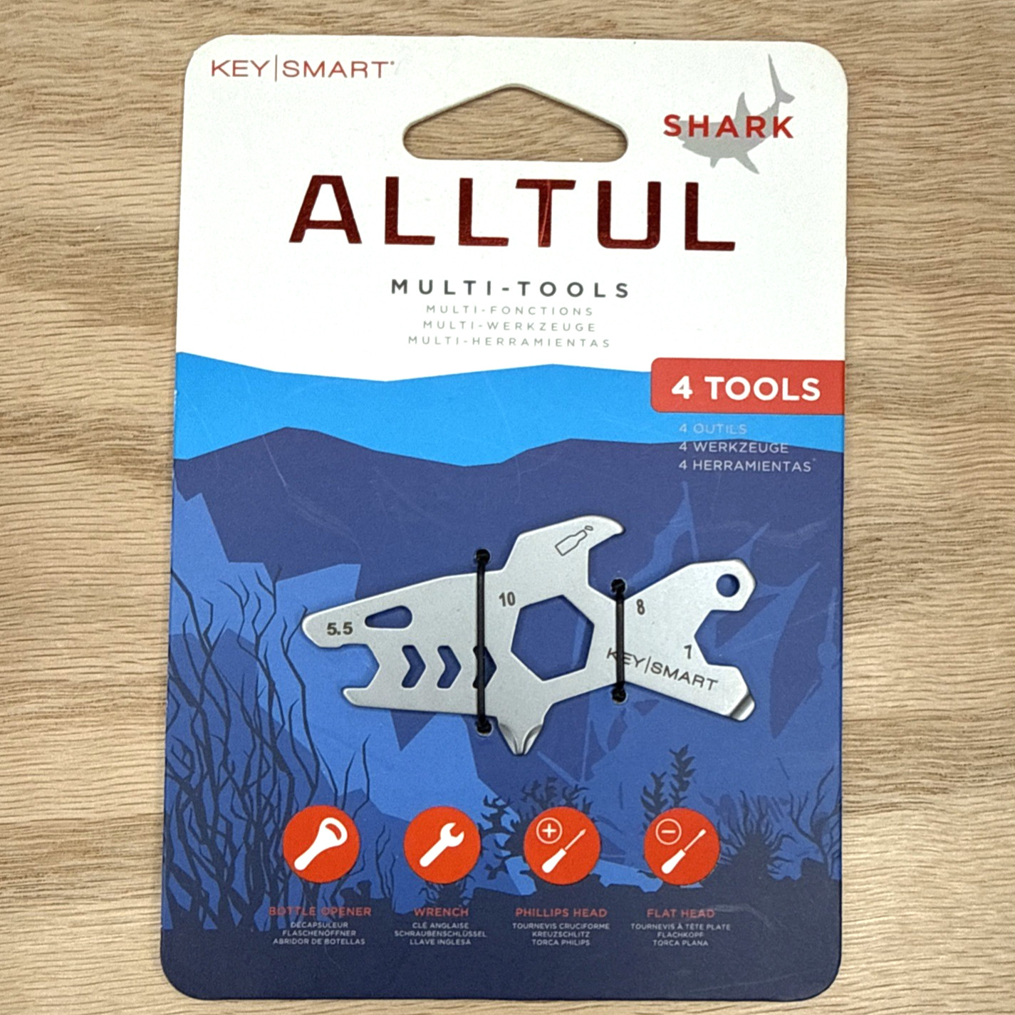 KeySmart AllTul Shark Multi-tool for Keyring or Wallet – Stainless Steel (NEW)