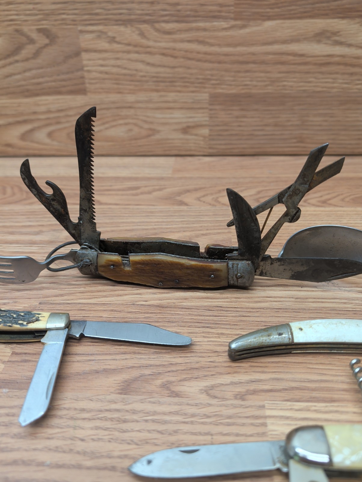 Vintage Stainless Steel Blade Pocket Survival Folding Multi-tool – Lot Of 9