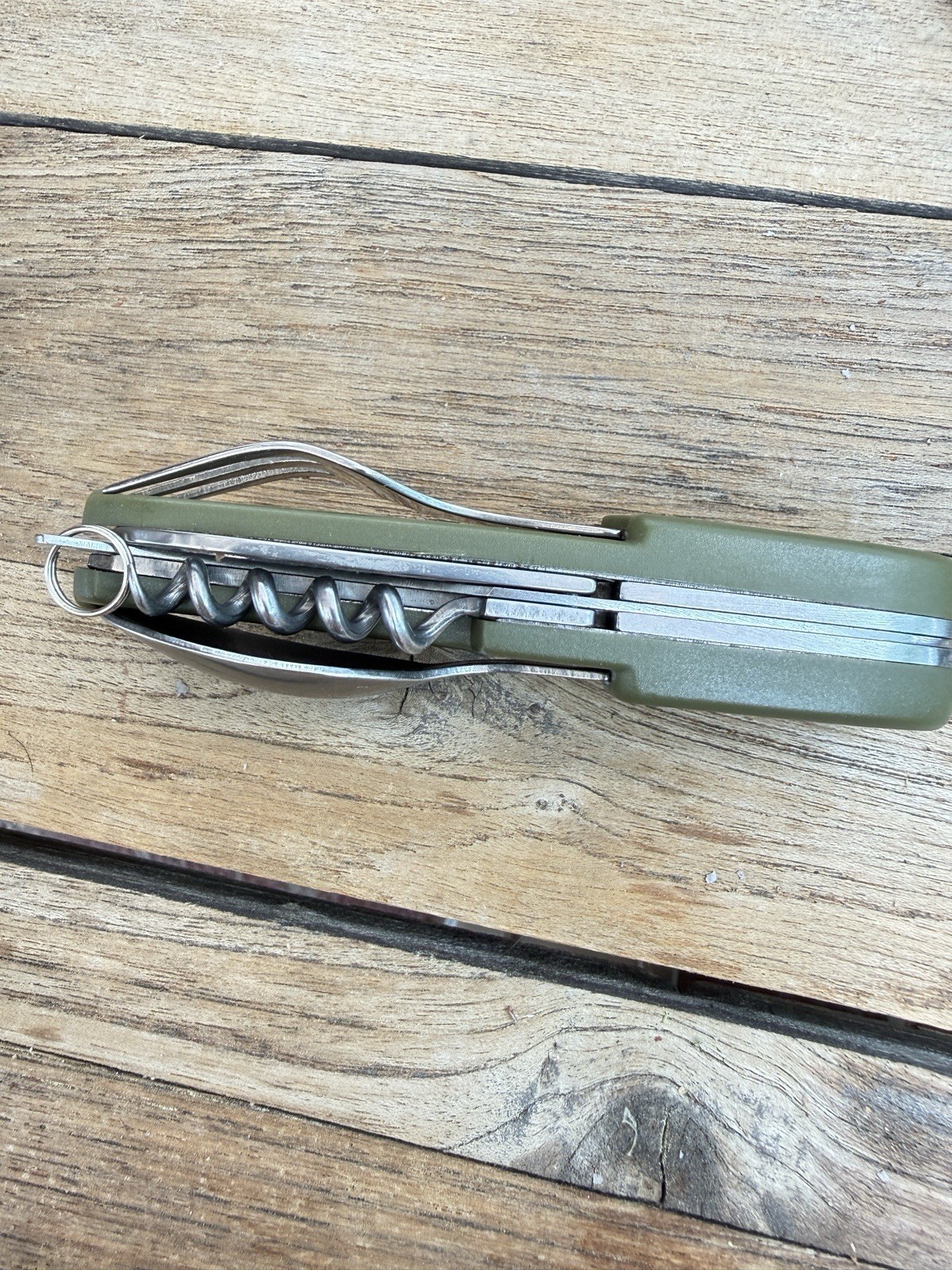 Lot of 2 Camping Utensil Multi-Tools Folding Spoon Fork Knife Corkscrew Hiking