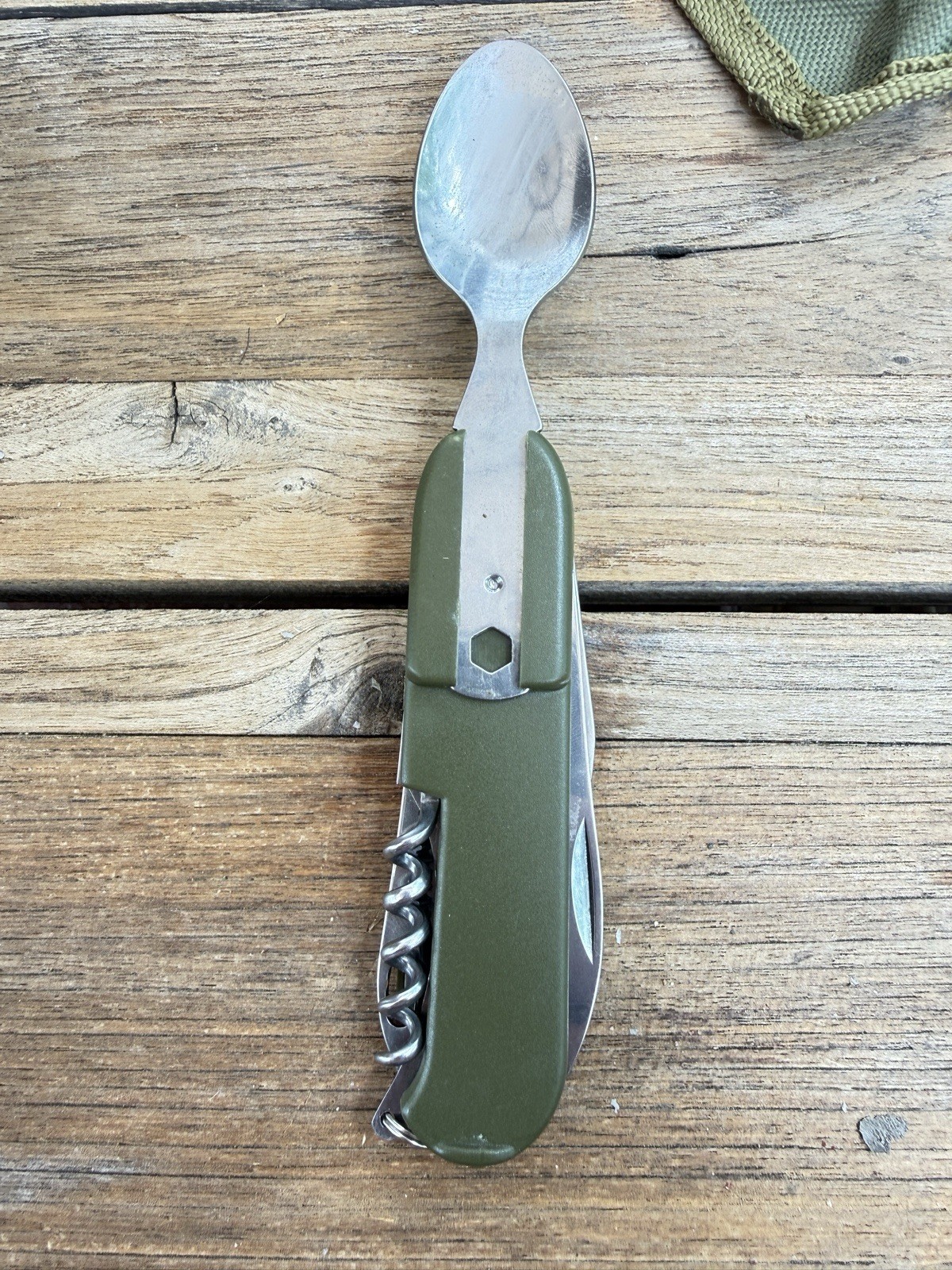 Lot of 2 Camping Utensil Multi-Tools Folding Spoon Fork Knife Corkscrew Hiking