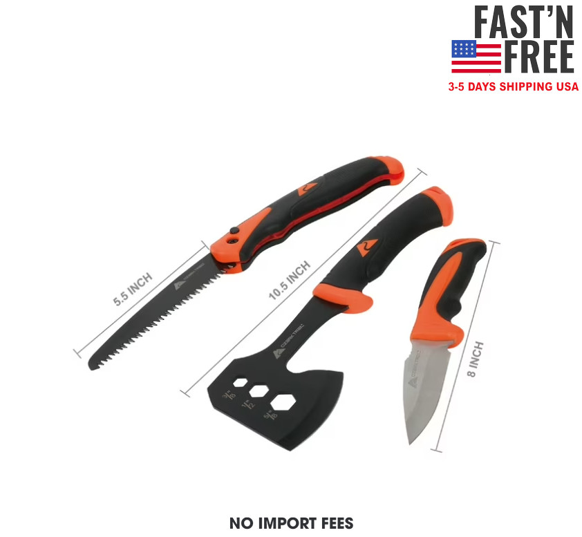 Ozark Trail 7-Piece Camping Multitool Set with Hammer, Axe, Flashlight, Knives
