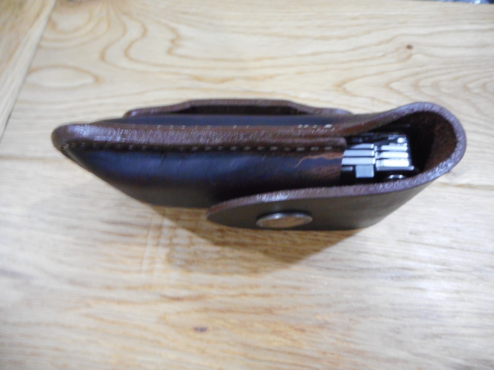 Gerber Suspension. Crazy Horse leather sheath. Buffalo snap. Sheath only.
