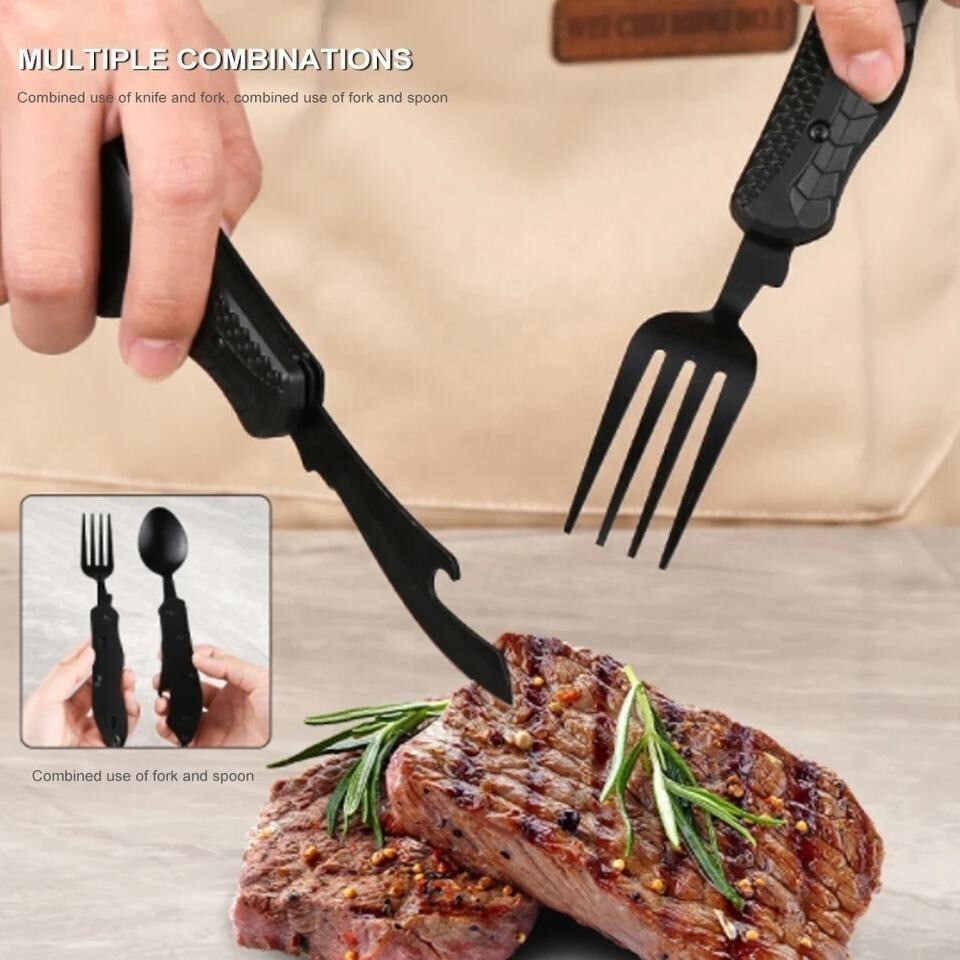 Multitool Outdoor Camping Utensils Portable 4 in 1 Stainless Steel FoldableSpoon