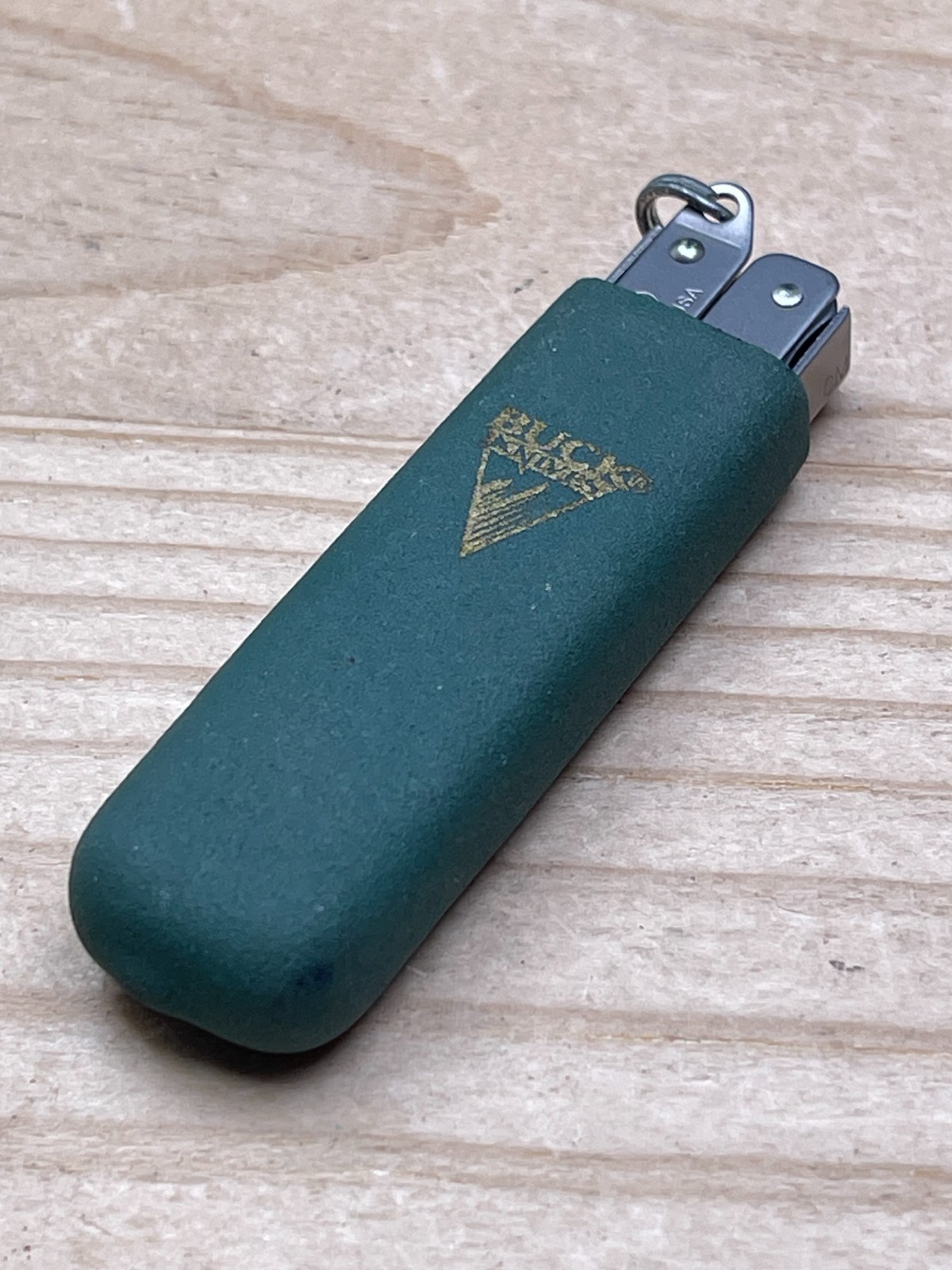 USA Buck Knives MiniBuck Tool Satin Model 350 with Green Rubber Pouch