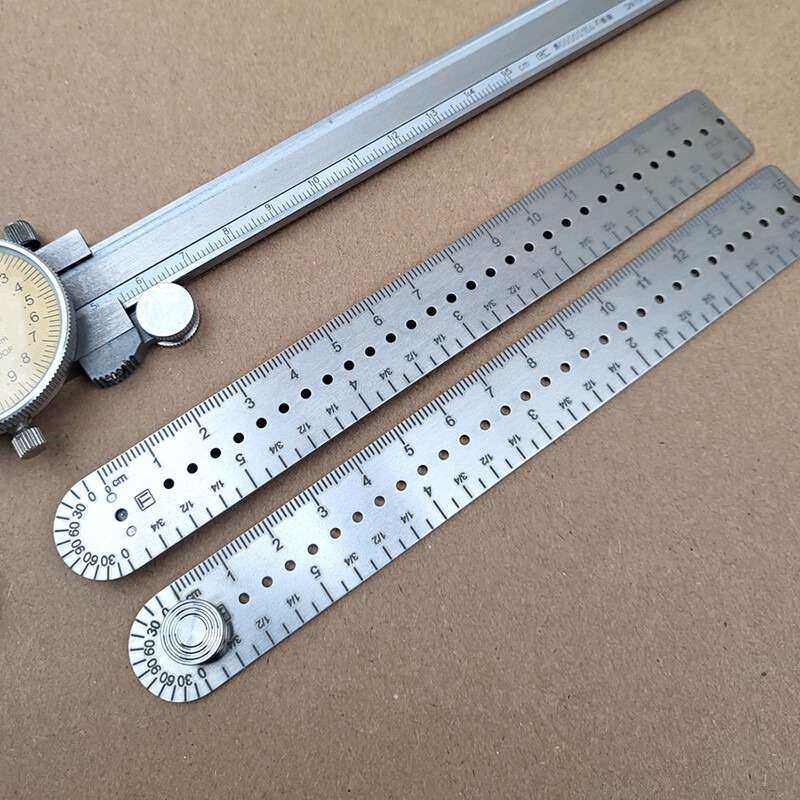 TC4 Titanium Alloy Ruler Compass Protractor Scale CM Inch Keychain Portable EDC