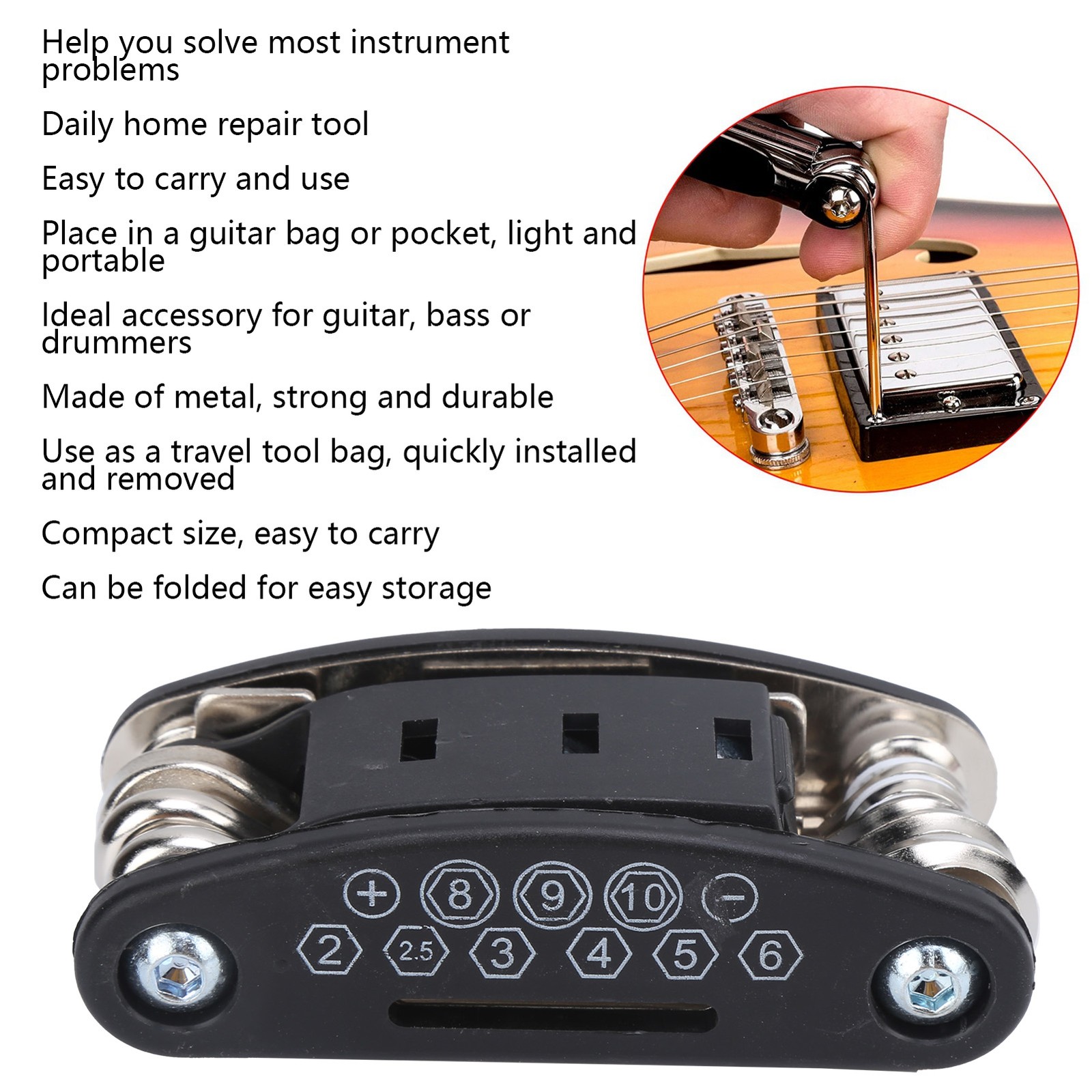 Guitar Multitool MultiFunction Wrench 13in1 Combination Repair Adjustment Ca CHU