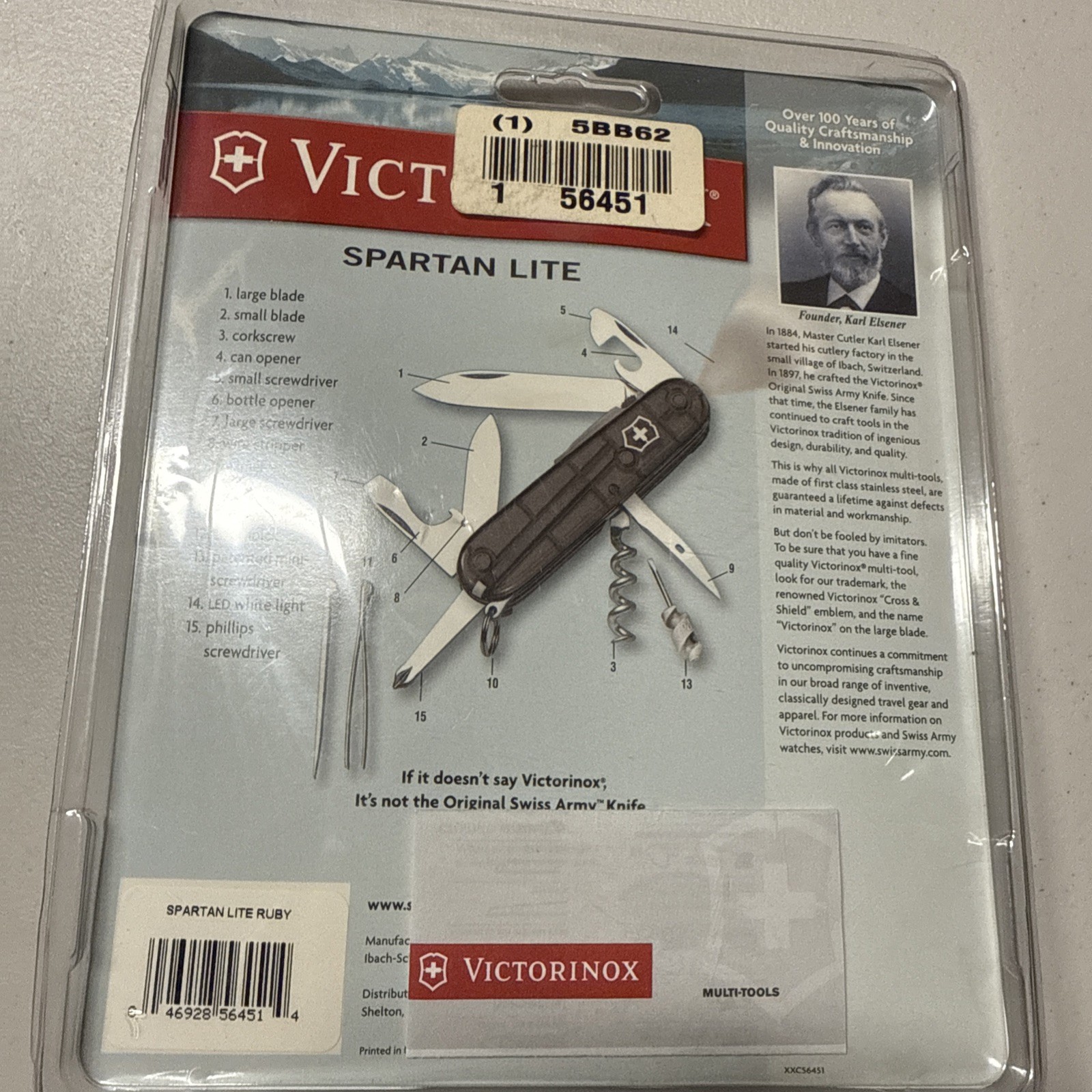 Victorinox Swiss Army Knife Spartan Lite Ruby Red New 15 Tools Switzerland