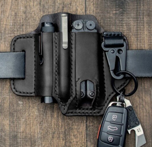 Multitool PU Leather Sheath EDC Pocket Organizer Man Sheath With Pen Holder US