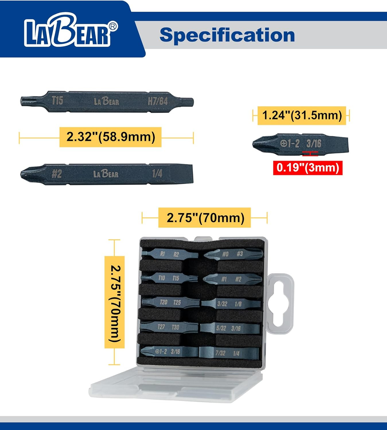 – 3Pcs Double-Ended Screwdriver Bit for Leatherman Multitool Accessories, #1-#2