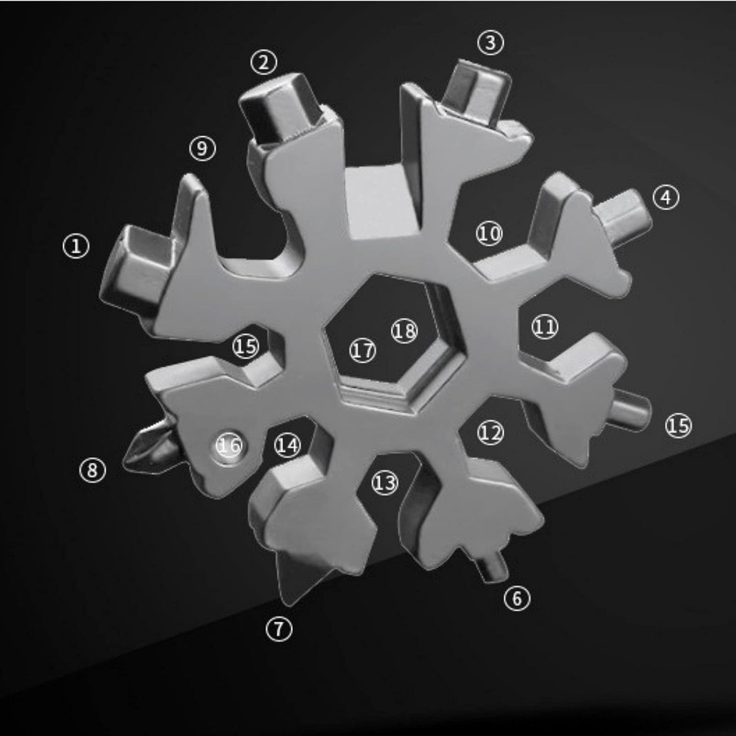 3 Pack 18-in-1 Snowflake Multi-Tool Carbon Steel Multitool Screwdriver Opener