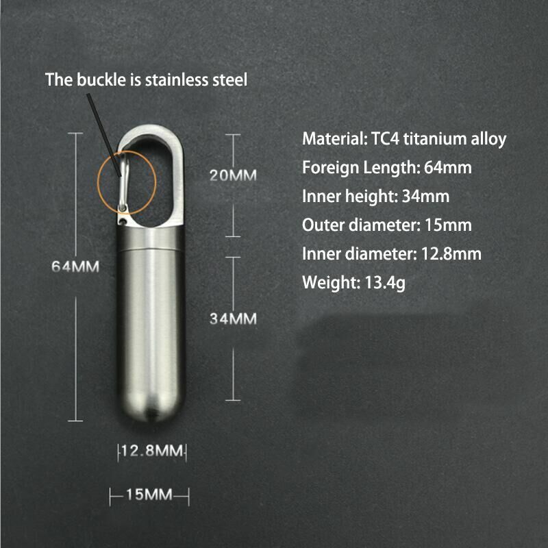 Titanium Keychain Waterproof Box Integrated Medicine Pill Box EDC Survival Boxes