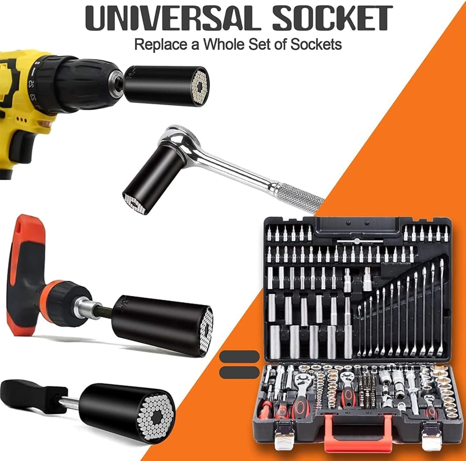 Fathers Day Universal Socket Tool Gift for Dad Husband Men 7-19mm Kit