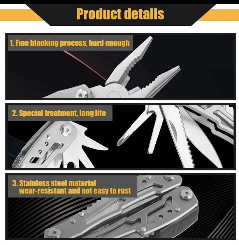 14 in 1 Multi Tool Kit Pliers Pocket Knife Folding Screwdriver Multi-functional