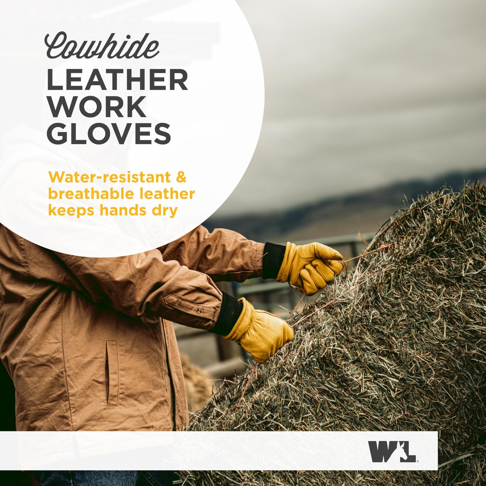 Water-Resistant Insulated Leather Winter Work Gloves for Men – Medium Size