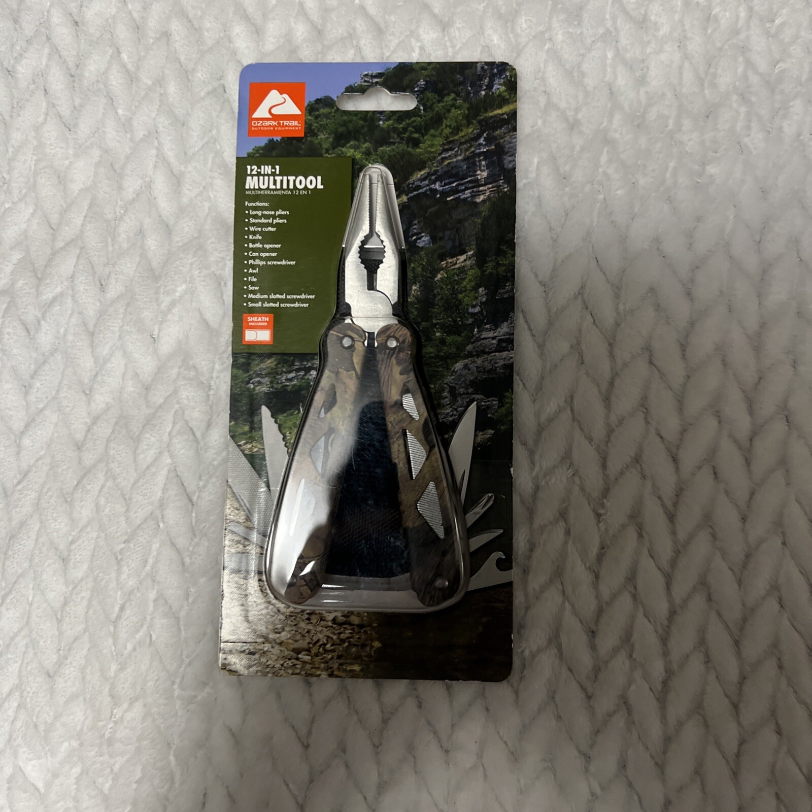 Ozark Trail 12-In-1Multi Tool Pliers,Wire Cutter Screwdriver,Saw, Knife W/Sheath