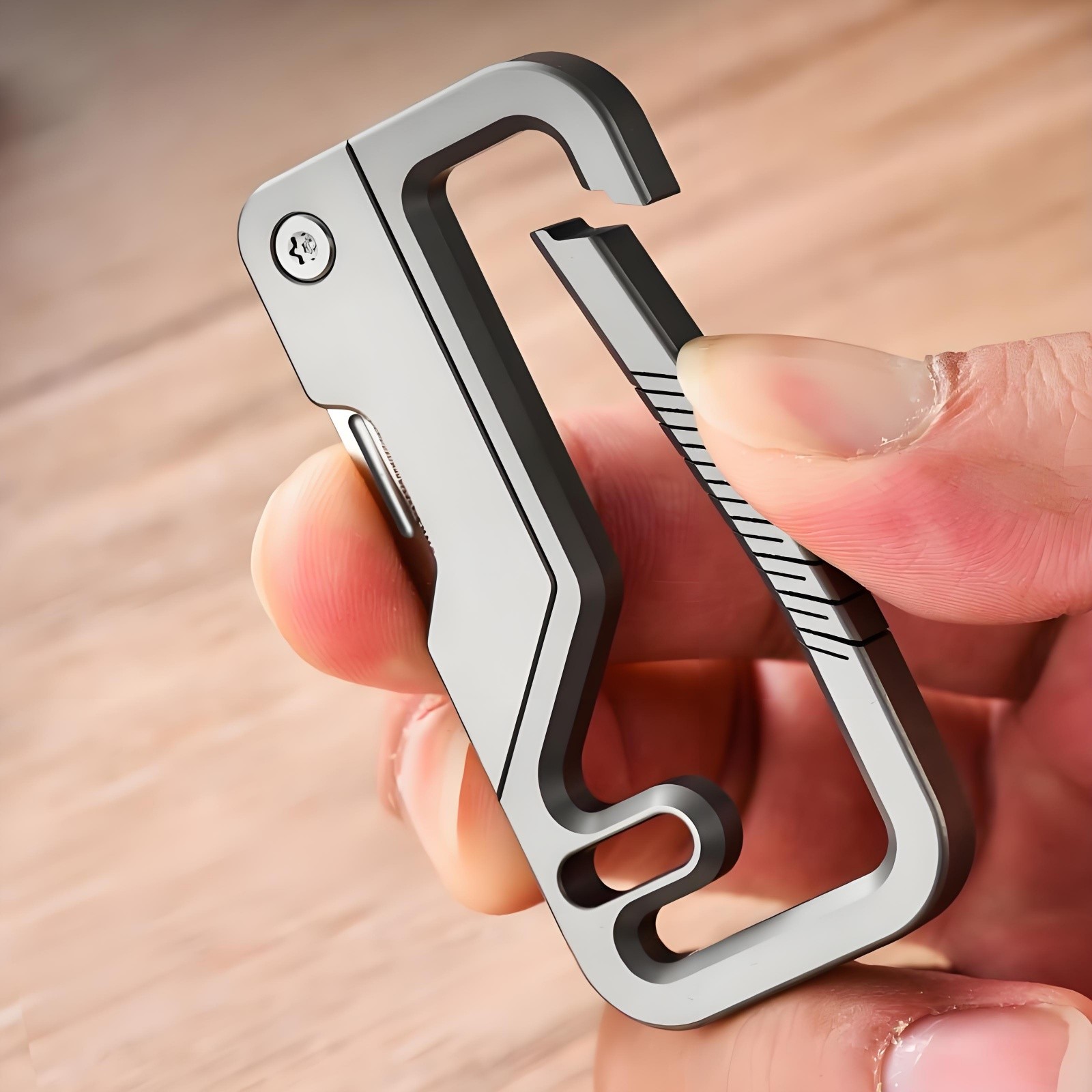 Titanium Alloy EDC Keychain Carabiner Multi Tool Outdoor Survival with Knife