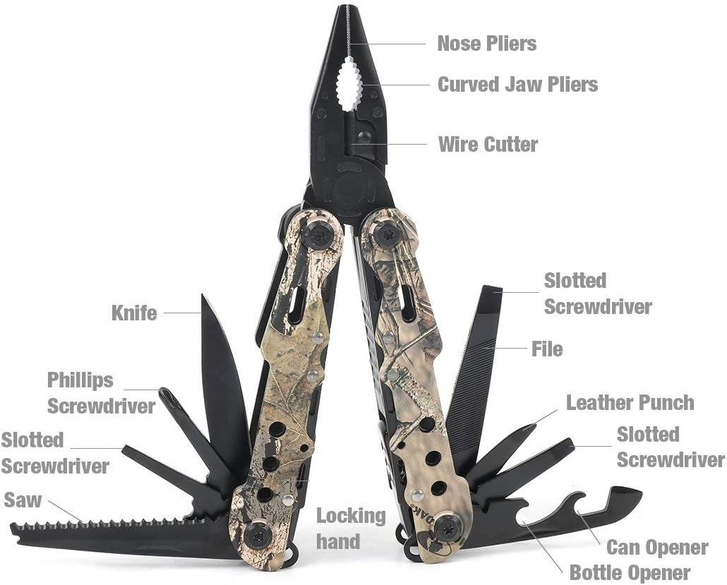 Multitool, 13-In-1 Folding Multi Tool Plier with Nylon Sheath, Stainless Steel C