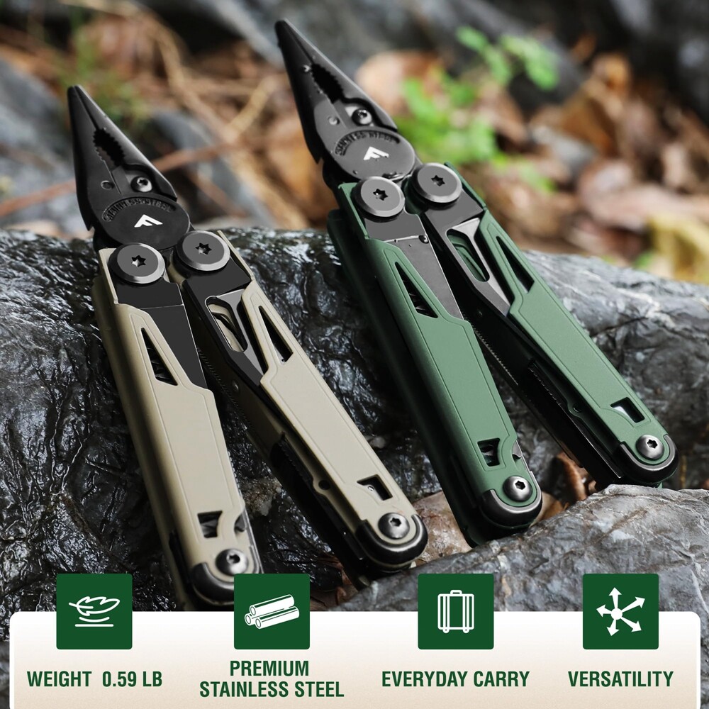FLISSA 15-in-1 Multitool Multi Tool Pocket Knife with Sheath EDC Multitool Plier